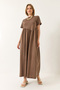 Women's Coffee Drawstring Long Knitted Dress 440 60283177 - 3