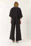 Women's Black V-Neck Bat Sleeve Linen Kimono Top and Palazzo Pants Set 9295 60281019 - 6