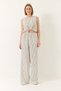 Women's Ecru-Navy Blue Striped Muslin Suit with Tied Crop Vest and High Waist Palazzo Trousers 7035 60283165 - 2