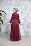 Beaded Cherry Hijab Evening Dress 4953Vsn - 3