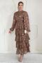 Brown Volanli Stripe Layered Dress