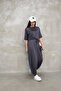 Soft Textured Fabric Oversize Crew Neck T-Shirt Jogger Sweatpants Tracksuit Set-Anthracite
