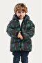 Boy's Black Green Digital Pattern Fleece Water and Windproof Hooded Puffer Winter Coat - 2