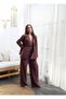 Linen Pantalon Jacket Suit-M - Bordo - 2
