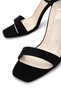 Women's Vegan Black Satin Heeled Shoes - 5