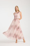 Pleated Dress with Purple and Pink Pattern on Powder Background - 3