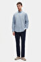 Ds Damat Comfort Powder Blue Button Collar Relaxed Cut Linen Look 100% Cotton Shirt - 7