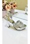 Sinem 1002 Cross Banded Platform Thick Heeled Stone Evening Dress Shoes
