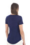 Viscose Flowing Low-cut Collar T-Shirt-Navy Blue - 4