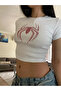 Belt Length Spider Red Stone Printed Crop - 3