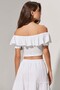 Short Sleeve White Blouse with Barbell - 2