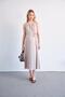 Maternity Waist Lace-Up Zero Sleeve Midi Length Satin Dress Beige - 4