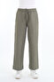 Women's Linen Wide Leg Elastic Waist Khaki Trousers - 6