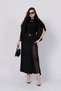Women's Summer Black Pencil Skirt with Deep Slit and Tulle Detail, Stylish, Daily, Comfortable 6773 - 4
