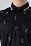 Men's Patterned Polo Neck T-Shirt with Snap Collar and Zipper Detail - 8