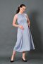 Maternity Waist Lace-Up Zero Sleeve Midi Length Satin Dress Gray - 2