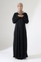 Prayer Dress Black Full Zipper U-Neck Knitted Fabric - 5