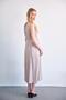 Maternity Waist Lace-Up Zero Sleeve Midi Length Satin Dress Beige - 6