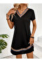 New Season Women's Ethnic Pattern Stripe Detailed V-Neck Viscose Dress - 4