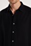 Oversize Seasonal Linen Textured Loose Fit Short Sleeve Comfortable Men's Black Shirt - 3