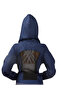 Navy Blue Women's Crop Sweatshirt Zip Back Low-Cut Hooded Sweatshirt - 5