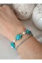 Turtle & Squeeze Turquoise Natural Stone Bracelet & Pearl Detail Bracelet - 7