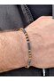 Hematite Tiger Eye Stone Steel Men's Bracelet - 6