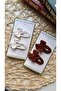 Brown White Color Bow Set of 4 Snap Buckles, Hand Knitted Organic Buckle - 7