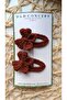 Brown White Color Bow Set of 4 Snap Buckles, Hand Knitted Organic Buckle - 6