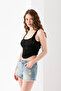 Straw Patterned Crop Top with Straps, Body, Stylish Casual Beach Wear, Sleeveless T-Shirt Crop, Crop with Straps, Top