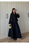 Poplin Fabric Side Tie Black Shirt Skirt Double Set - 4