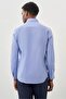 Men's Blue Long Sleeve Hard Collar Cotton Slim Fit Shirt 1004240008 - 5