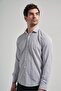 Smoke White Long Sleeve Striped Pattern Italian Collar Cotton Slim Fit Shirt 1004250180 - 2