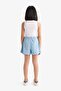 Girl's Elastic Waist Jean Shorts B6386A825Sm - 7