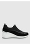 Siyah Deri Kadın Sneaker