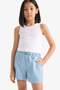 Girl's Elastic Waist Jean Shorts B6386A825Sm - 4