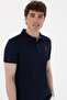 Men's Slim Fit Polo Neck Navy Blue Basic T-Shirt 50298011-Vr033 - 3