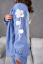 Women's Embroidered Back and Sleeves Floral Accessory Linen Kimono Jacket and Trousers Top and Bottom Set - 4