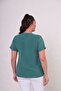 Women's Plus Size Short Sleeve Blouse with Necklace Gift - 5