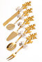 5-Piece Gold Butterfly Handle Serving Presentation, Salad, Pasta, Cake, Food Tongs 18/10 Stainless Steel