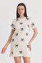 Cream Ribbon Detail Knitwear Dress 2117