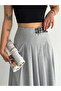 Skirt-Fold Long Skirt with Buckle and Slit /Max Long Skirt - 6