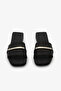 Black Metal Detailed Women's Slippers - 3