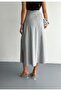 Skirt-Fold Long Skirt with Buckle and Slit /Max Long Skirt - 5