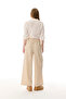Women's Ecru Linen Blend Striped Cloutte Fit Trousers - 2