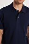 Men's Regular Fit Comfortable Cut 100% Cotton Plain Pique Navy Blue Polo Neck T-Shirt - 2