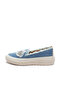 Blue Women's Flat Sole Sneakers with Rhinestones - 5