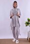 Modest Relaxed Fit Robe Maternity Postpartum Pajama Set Effortt - Gray - 4