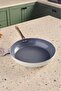 X Refika Swiss Crystal Metal Non-Stick Pan with Handle, Fireproof and Non-Stick, with 0 Oil, 30 Cm, Creamy