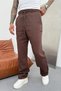 Men's Baggy Loose Fit Elastic Waist Muslin Fabric Brown Jogger Pants Ke-7009